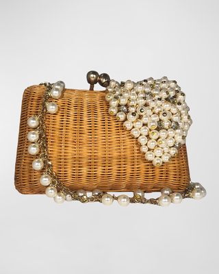 Charlotte Pearly Straw Clutch Bag