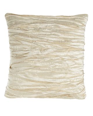 Charlotte Ruched Silk Pillow, 18"Sq.