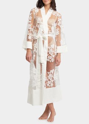 Charming Sheer Embroidered Lace Robe