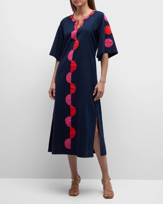 Charming Split-Neck A-Line Midi Dress