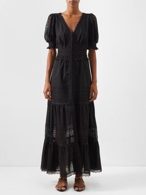 Charo Ruiz - Clemence Tiered Cotton-blend Dress - Womens - Black