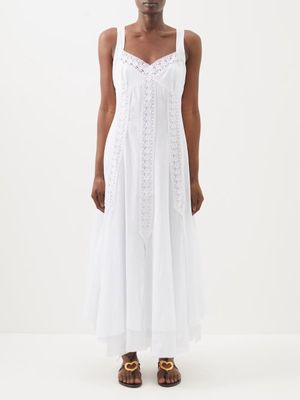 Charo Ruiz - Corazon Floral-embroidered Cotton-blend Dress - Womens - White