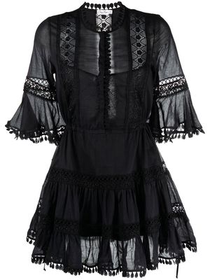 Charo Ruiz Ibiza Agatha crochet-detailing flared dress - Black