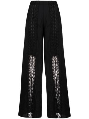 Charo Ruiz Ibiza embroidered-panel cotton trousers - Black