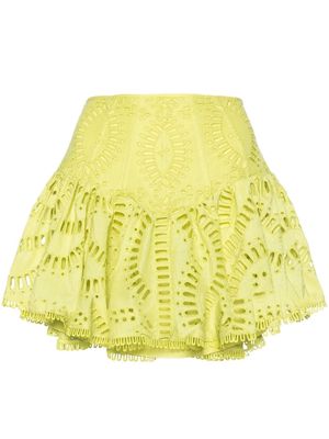 Charo Ruiz Ibiza Favik broderie-anglaise miniskirt - Yellow