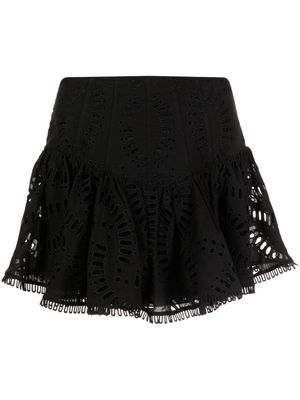 Charo Ruiz Ibiza Favik embroidered peplum miniskirt - Black