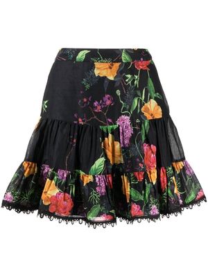 Charo Ruiz Ibiza floral lace-trim miniskirt - Black