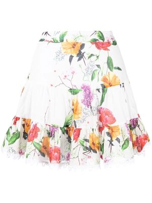Charo Ruiz Ibiza floral lace-trim miniskirt - White