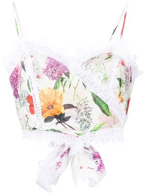 Charo Ruiz Ibiza floral print crop top - White