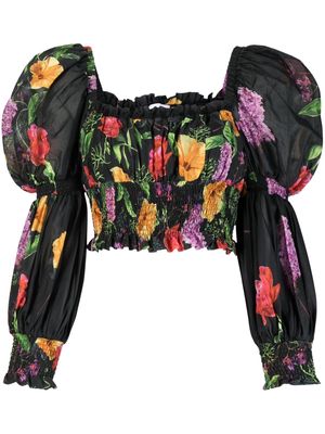 Charo Ruiz Ibiza floral-print cropped blouse - Black