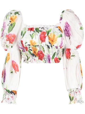 Charo Ruiz Ibiza floral-print cropped blouse - White