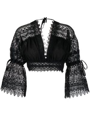 Charo Ruiz Ibiza lace cropped blouse - Black
