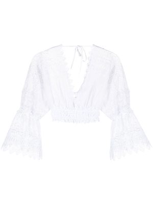 Charo Ruiz Ibiza lace cropped blouse - White