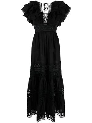 Charo Ruiz Ibiza long lace-detail cotton dress - Black