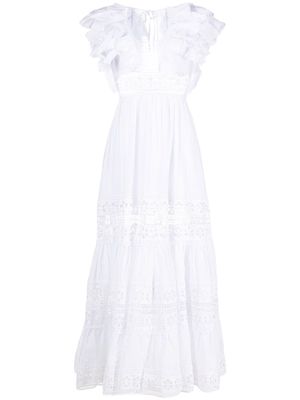 Charo Ruiz Ibiza long lace-detail cotton dress - White