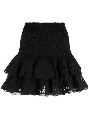 Charo Ruiz Ibiza Noa broderie tiered miniskirt - Black