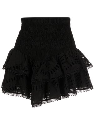 Charo Ruiz Ibiza Rossyc embroidered ruffled miniskirt - Black
