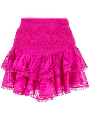 Charo Ruiz Ibiza Rossyc embroidered ruffled miniskirt - Pink
