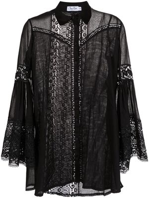 Charo Ruiz Ibiza semi-sheer lace shirt - Black