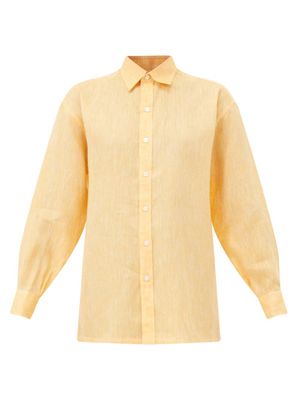 Charvet - Side-slit Linen Shirt - Womens - Light Orange