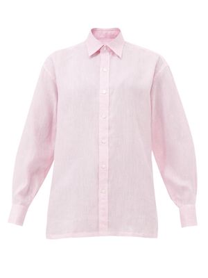 Charvet - Side-slit Linen Shirt - Womens - Pink