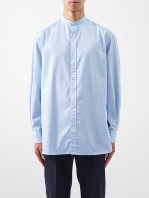 Charvet - Stand-collar Cotton-poplin Shirt - Mens - Blue