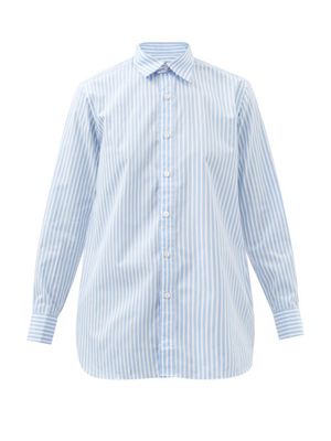 Charvet - Striped Cotton-poplin Shirt - Womens - Blue Stripe