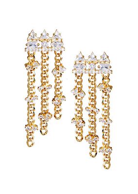 Chase 14K Gold-Vermeil & Crystal Chain Earrings