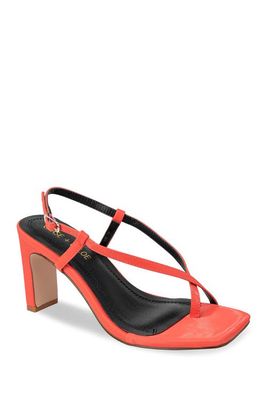 CHASE AND CHLOE Loten Strappy Block Heel Sandal in Coral Pu