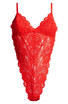 Chase Hahround Lace Teddy in Blood Orange