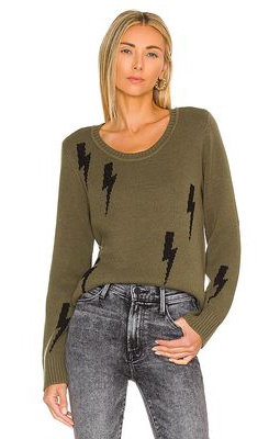 Chaser Cotton Blend Long Sleeve Crew Neck Pullover in Olive