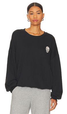 Chaser Embroidered Skull Sweatshirt in Black