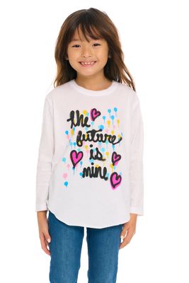 Chaser Girls The Future Is Mine Cozy Knit Long Sleeves T-shirt in White