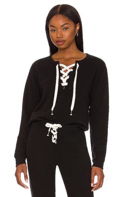 Chaser Lace Up Pullover in Black
