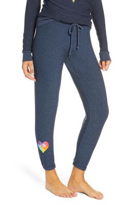 Chaser Rainbow Heart Knit Lounge Jogger Pants in Avalon
