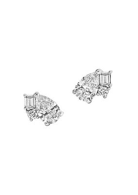 Chateau 14K White Gold & 1.55 TCW Lab-Grown Diamond Cluster Stud Earrings