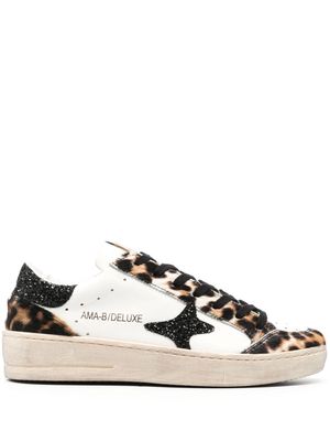Château Lafleur-Gazin leopard-print panelled leather sneakers - White