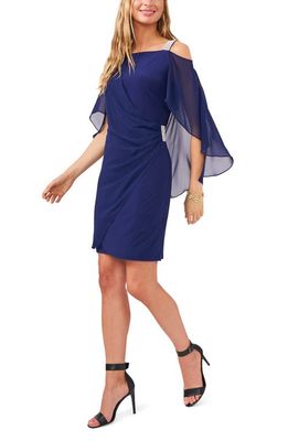 Chaus Cape Sleeve Cold Shoulder Sheath Dress in Midnight