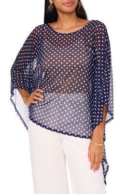 Chaus Dot High-Low Tunic Top in Navy/White 