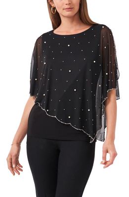 Chaus Embellished Asymmetric Overlay Top in Black 001