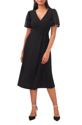 Chaus Embellished Short Sleeve Midi Dress in Black