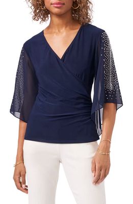 Chaus Embellished Sleeve Surplice Blouse in Jbs Navy 