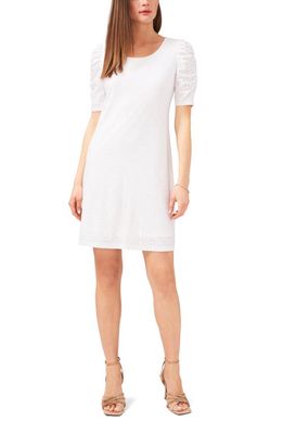 Chaus Eyelet Puff Sleeve Shift Dress in True White