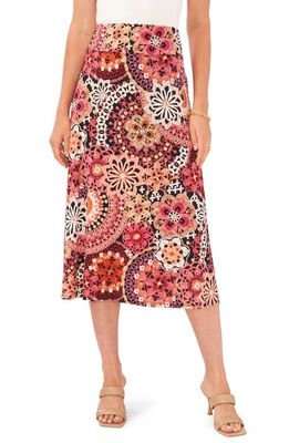 Chaus Floral Midi Skirt in Black/Berry/Mauve