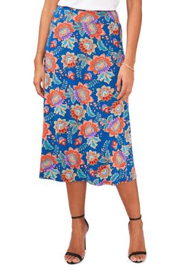 Chaus Floral Midi Skirt in Blue/Red/Multi