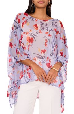 Chaus Floral Overlay Mesh Cape in Denim 