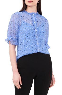 Chaus Floral Ruffle Edge Blouse in Blue Ditsy 450
