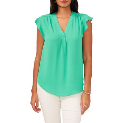 Chaus Flutter Sleeve Blouse in Deep Mint 318 