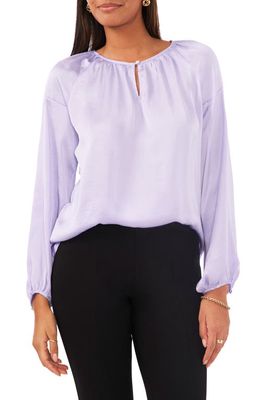 Chaus Keyhole Satin Peasant Blouse in Lilac