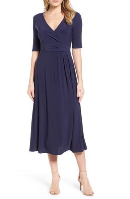 Chaus Laura Faux Wrap Midi Dress in 529-Evening Navy